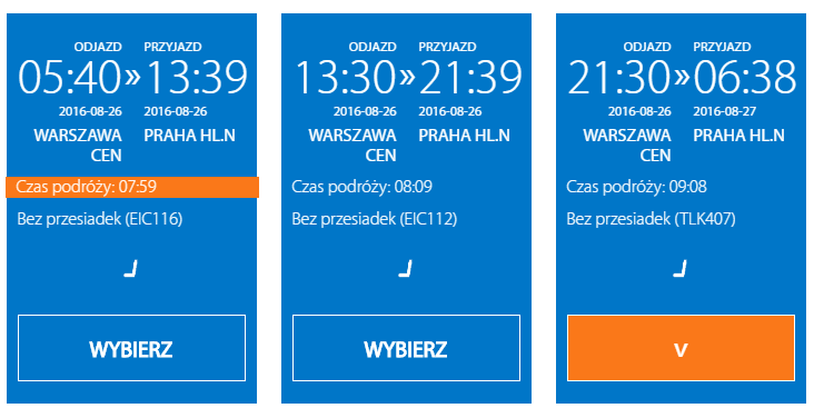 Расписание поездов из Варшавы в Прагу