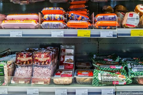 Цены в Таллине - Колбаса в супермаркете