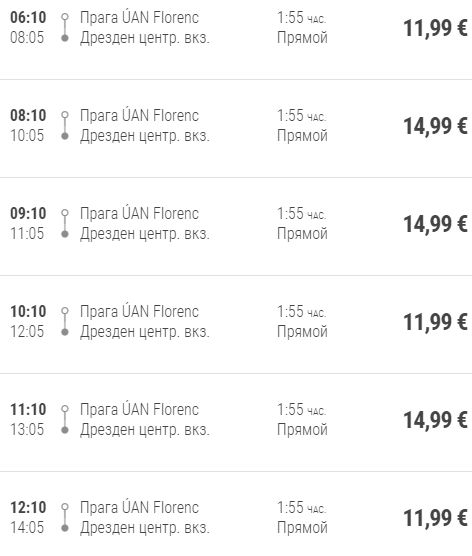 Расписание автобусов Прага - Дрезден