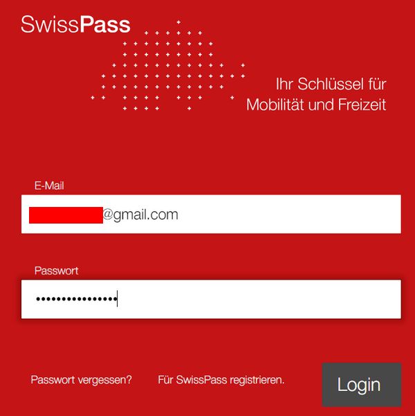 Логин и пароль от SwissPass