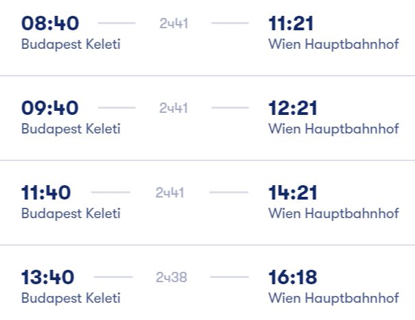 Расписание поезда Будапешт - Вена