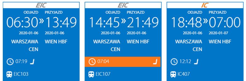 Расписание поезда Варшава - Вена