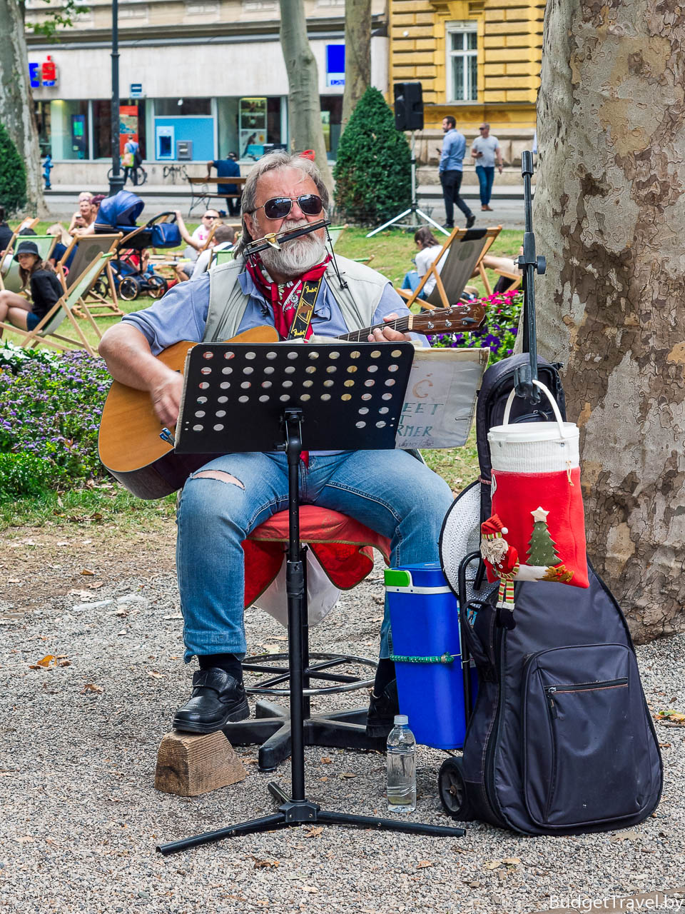Уличный музыкант в Загребе