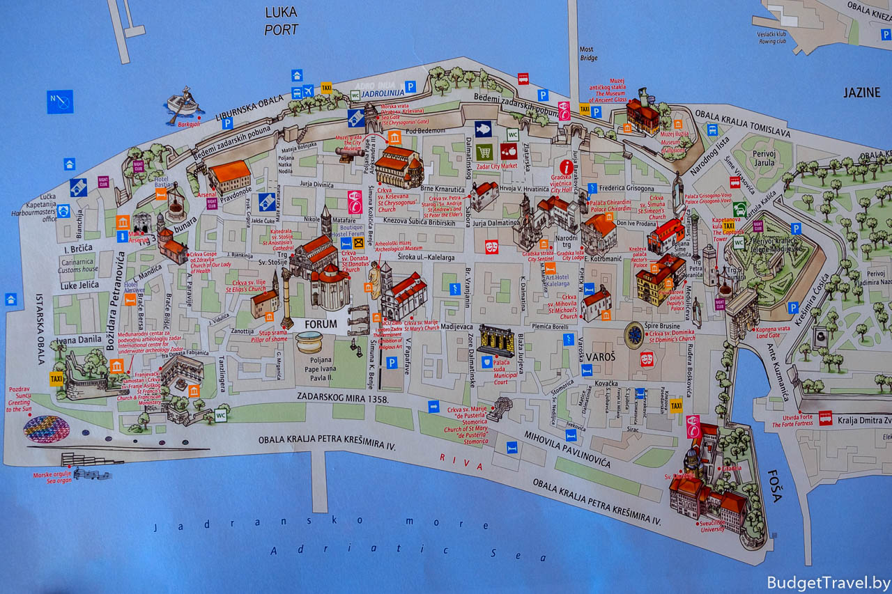 Туристическая карта Задара